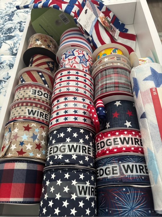 The Unbranded Brand Other - Patriotic Multiseasonal Ribbon Star Strips Set Star/Stripe Wired NEW Final Sale